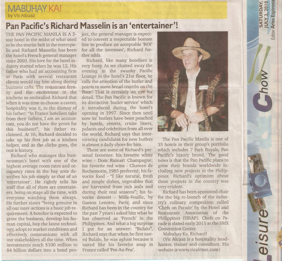 Pan Pacific's Richard Masselin is an 'entertainer'!